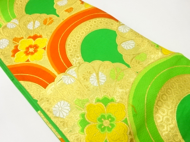 アンティーク　華紋青海波模様織出し袋帯（材料）